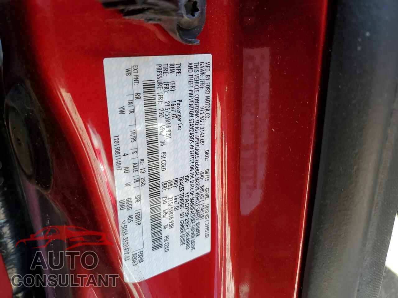 FORD FOCUS 2015 - 1FADP3F28FL364980