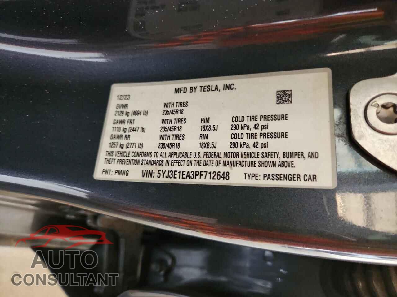 TESLA MODEL 3 2023 - 5YJ3E1EA3PF712648