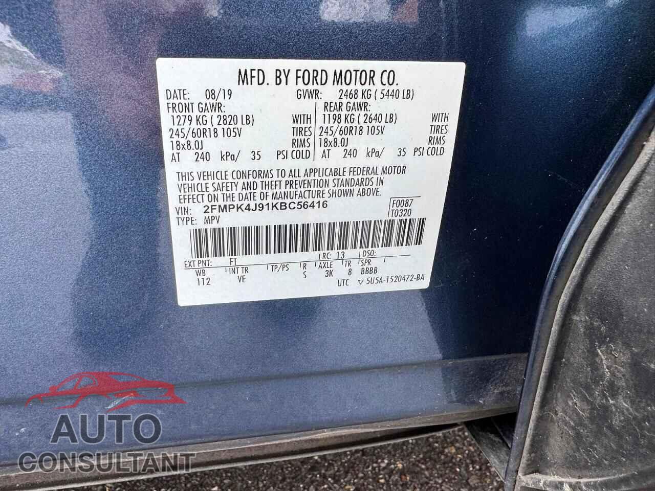 FORD EDGE 2019 - 2FMPK4J91KBC56416