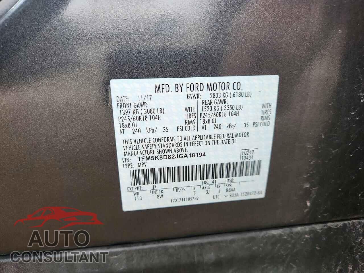 FORD EXPLORER 2018 - 1FM5K8D82JGA18194