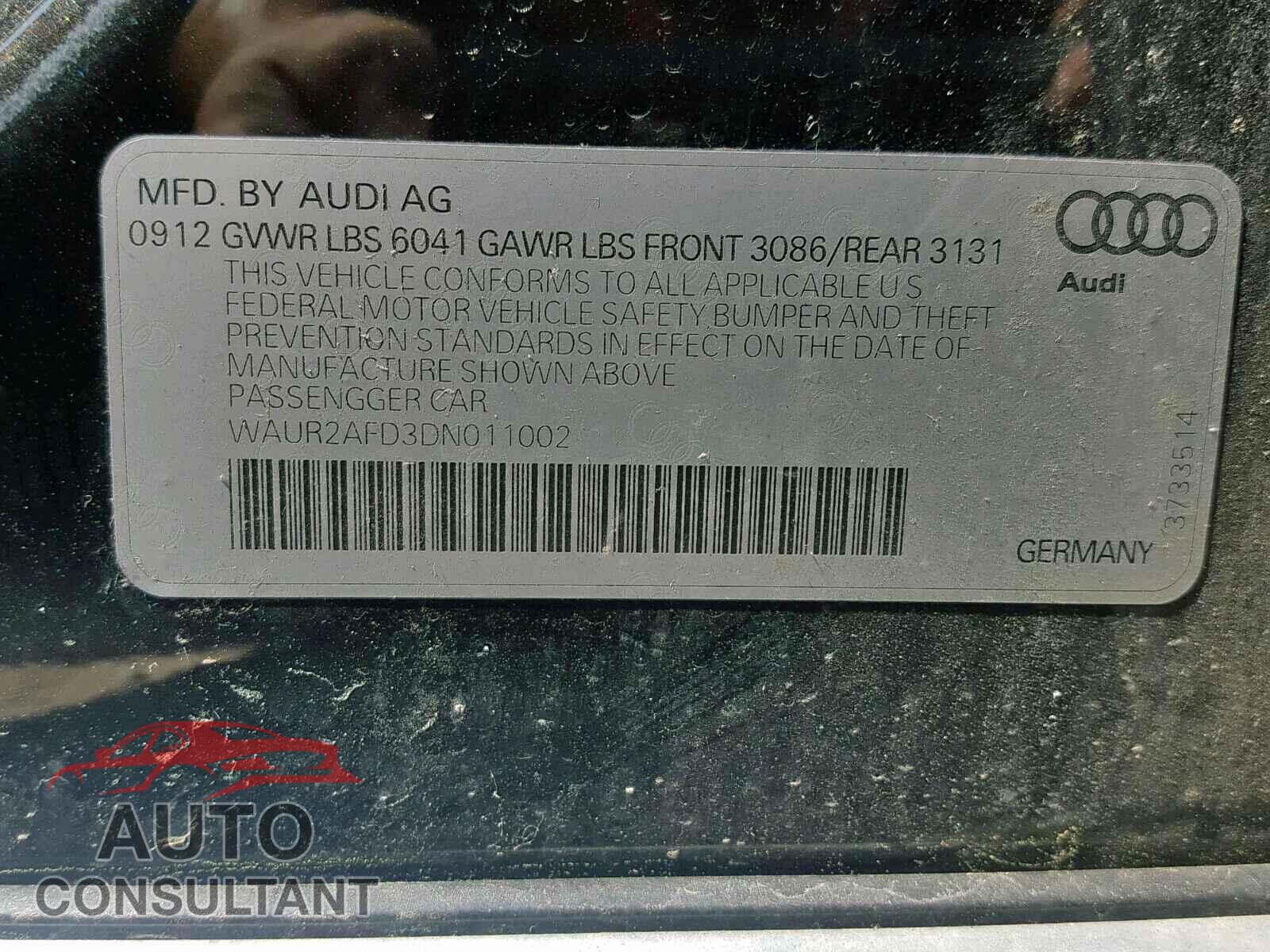 AUDI A8 2013 - WAUR2AFD3DN011002