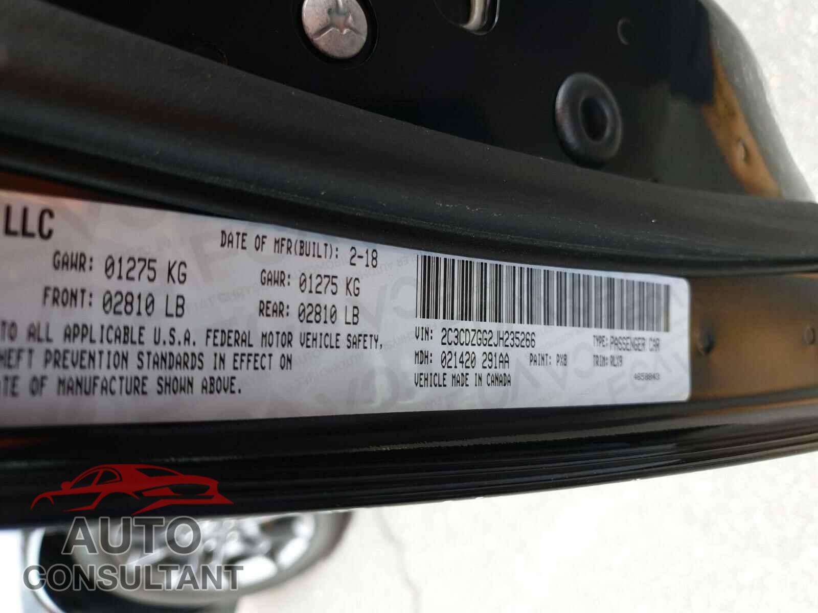 DODGE CHALLENGER 2018 - 2C3CDZGG2JH235266