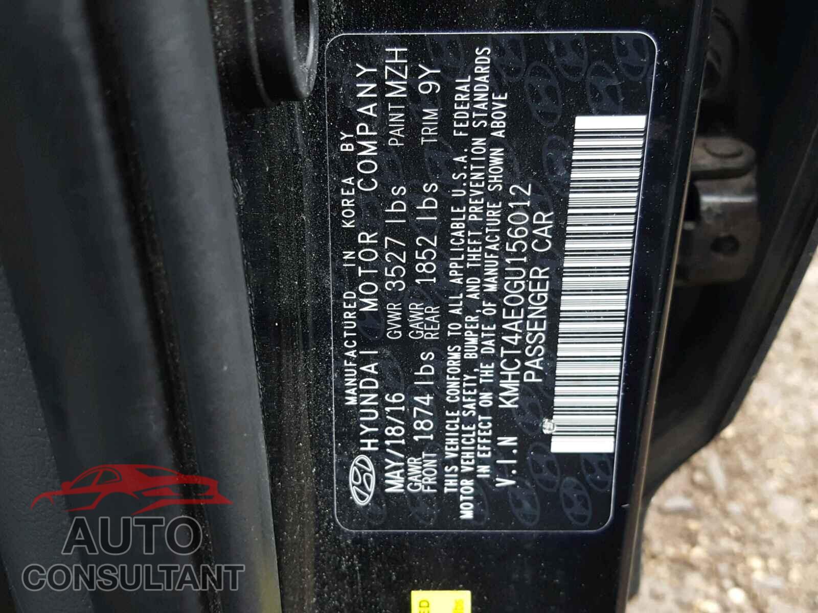 HYUNDAI ACCENT 2016 - KMHCT4AE0GU156012