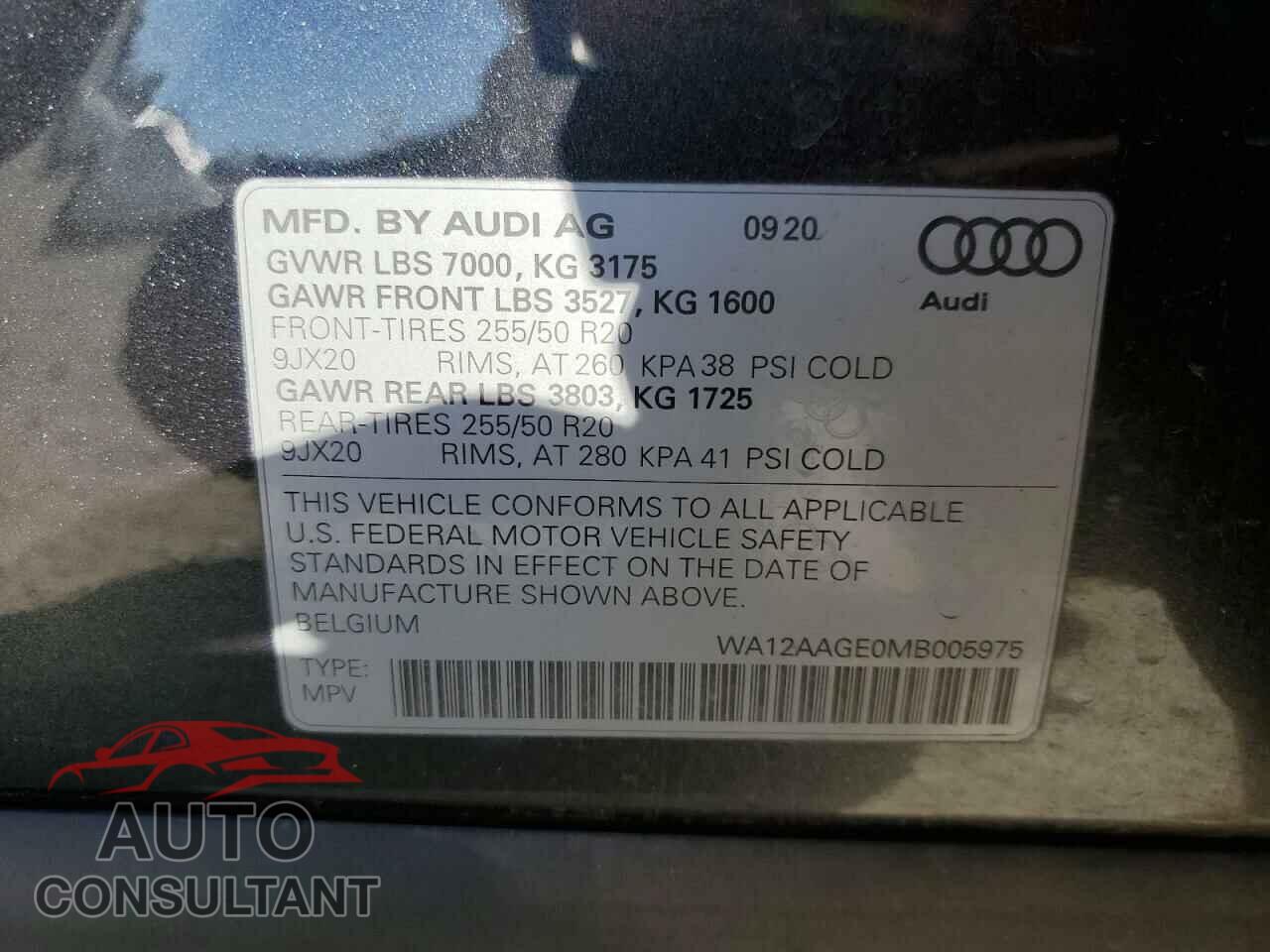 AUDI E-TRON 2021 - WA12AAGE0MB005975