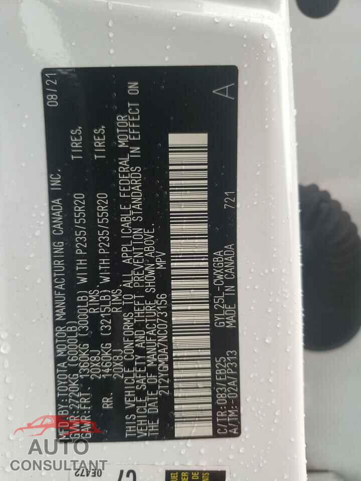 LEXUS RX450 2022 - 2T2YGMDA7NC073156