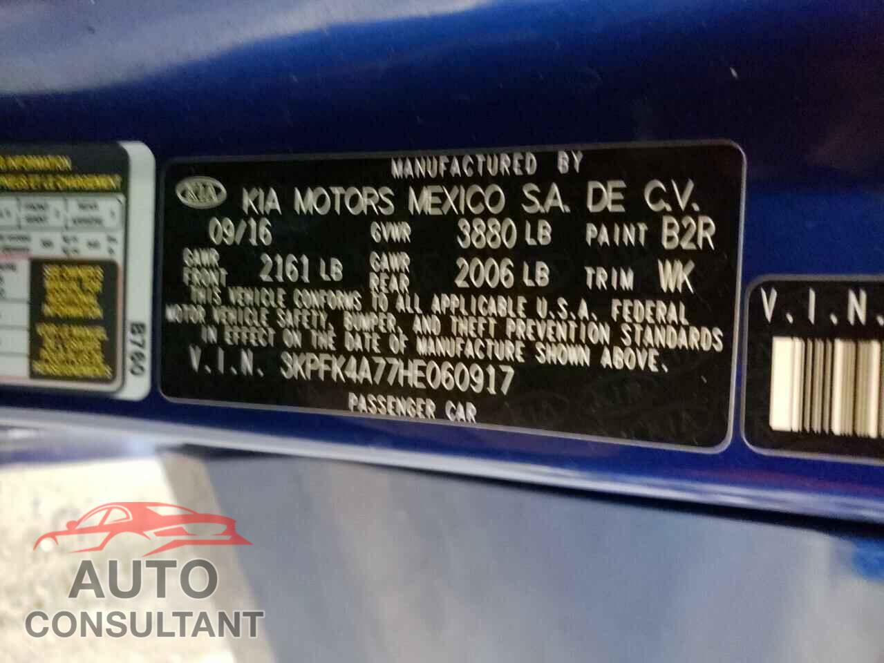KIA FORTE 2017 - 3KPFK4A77HE060917