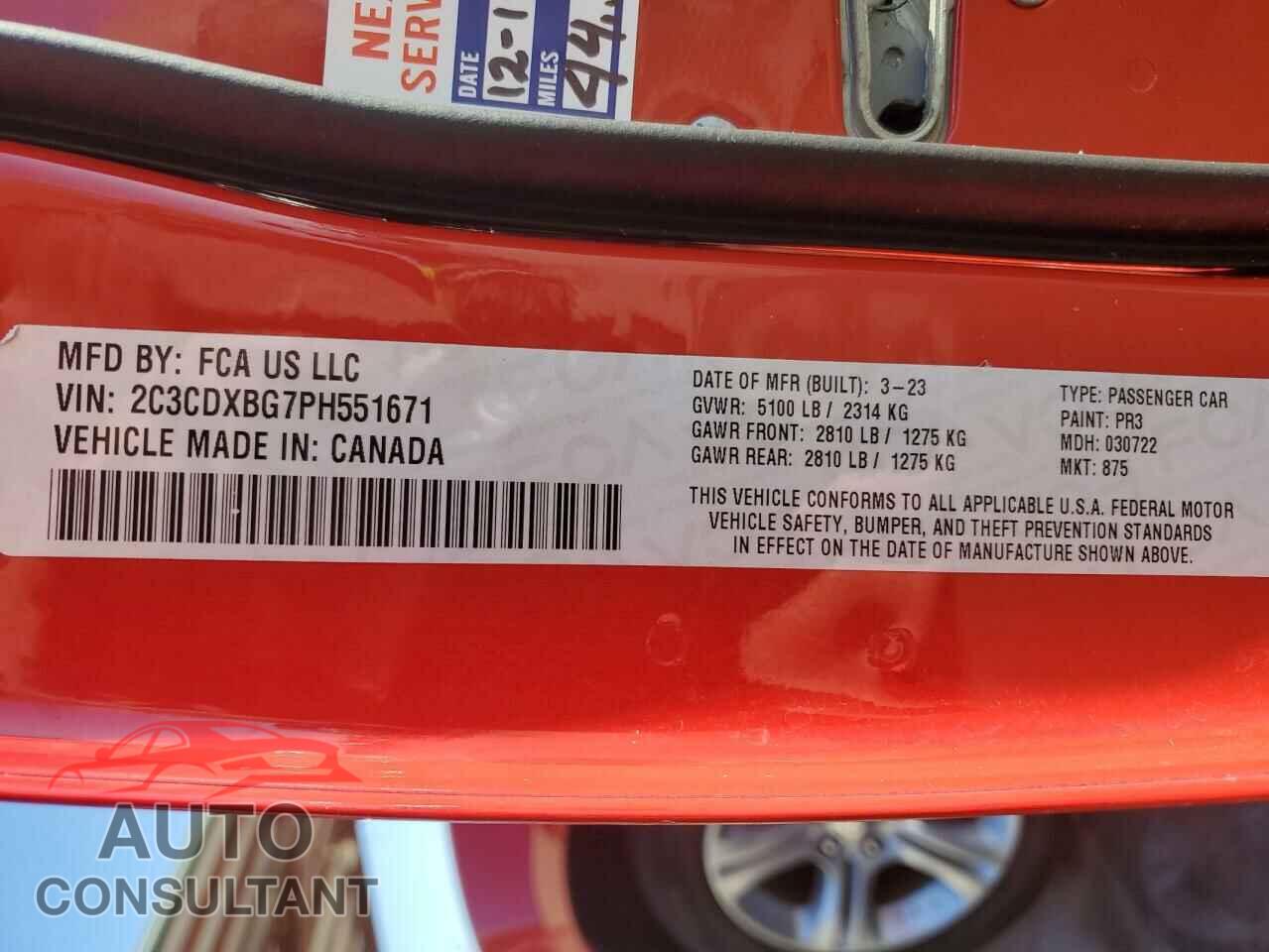 DODGE CHARGER 2023 - 2C3CDXBG7PH551671