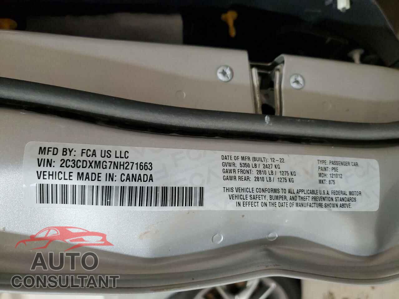 DODGE CHARGER 2022 - 2C3CDXMG7NH271663