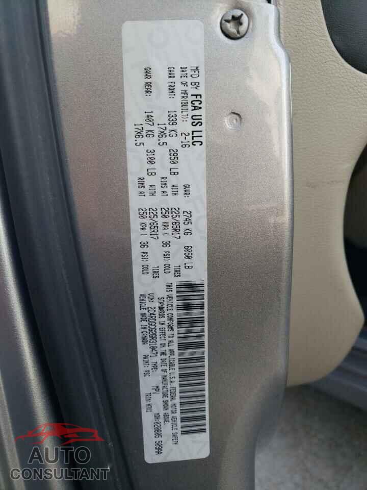 DODGE CARAVAN 2016 - 2C4RDGCG2GR310471