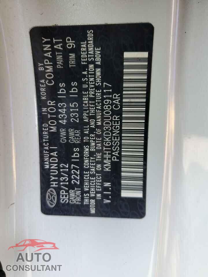 HYUNDAI GENESIS 2013 - KMHHT6KD3DU089117