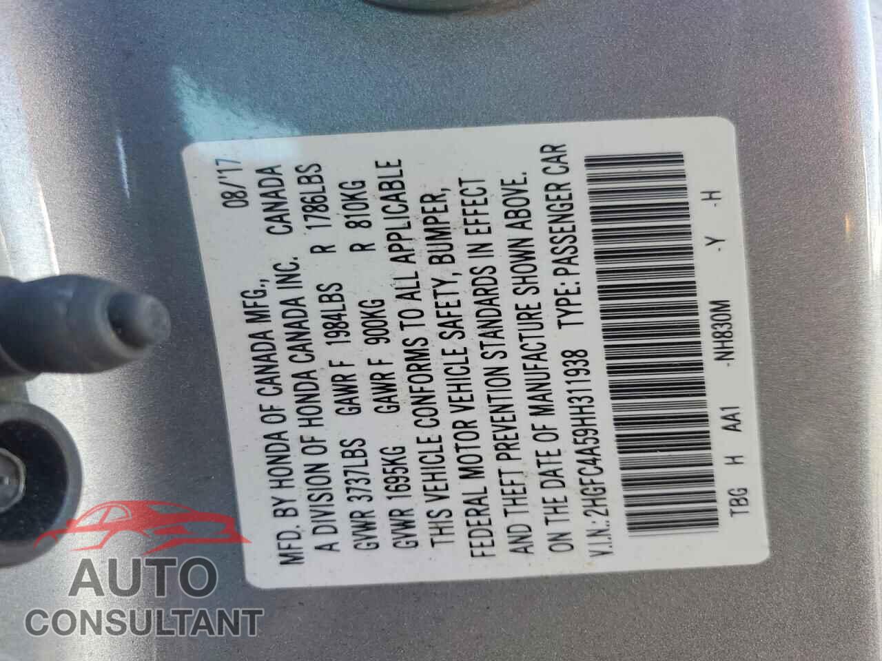 HONDA CIVIC 2017 - 2HGFC4A59HH311938