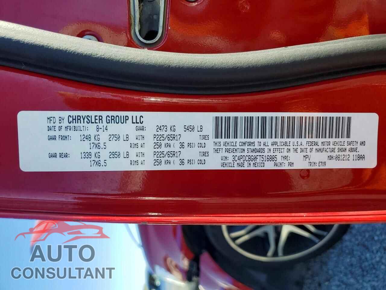 DODGE JOURNEY 2015 - 3C4PDCBG0FT516885