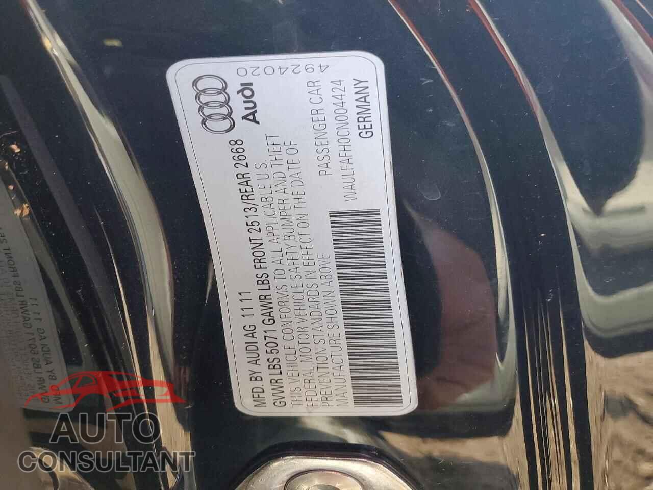 AUDI A5 2012 - WAULFAFH0CN004424