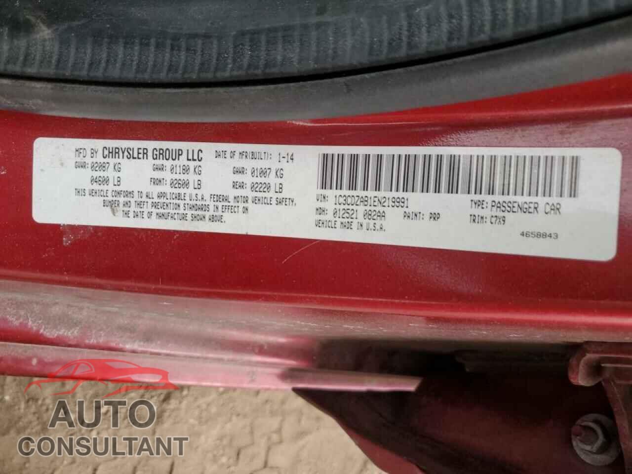 DODGE AVENGER 2014 - 1C3CDZAB1EN219991