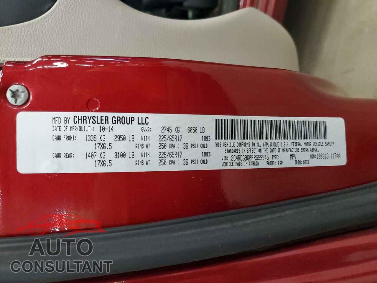 DODGE CARAVAN 2015 - 2C4RDGBG0FR559545