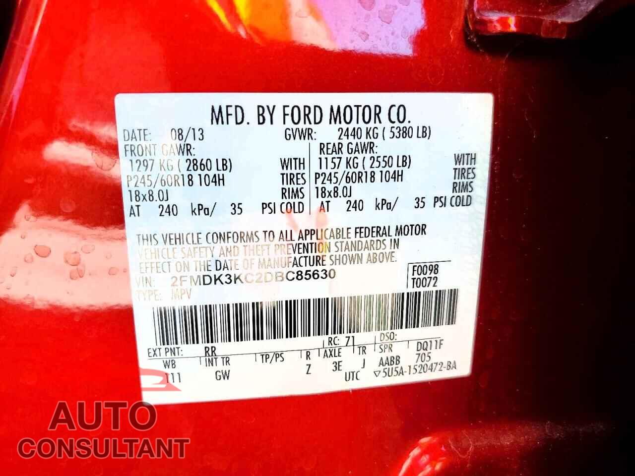 FORD EDGE 2013 - 2FMDK3KC2DBC85630