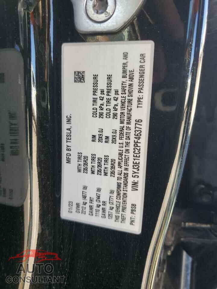 TESLA MODEL 3 2023 - 5YJ3E1EC2PF463776