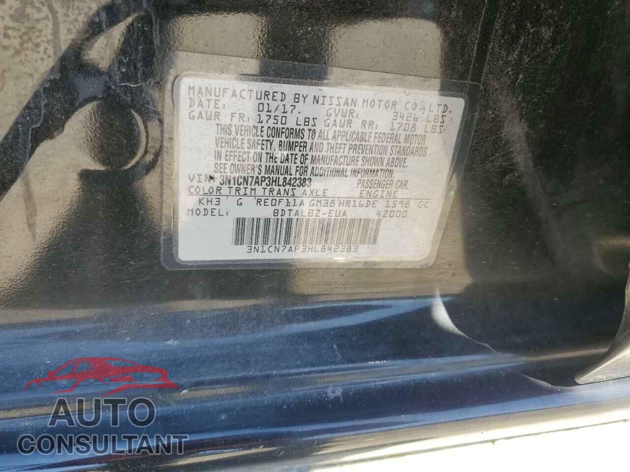 NISSAN VERSA 2017 - 3N1CN7AP3HL842383