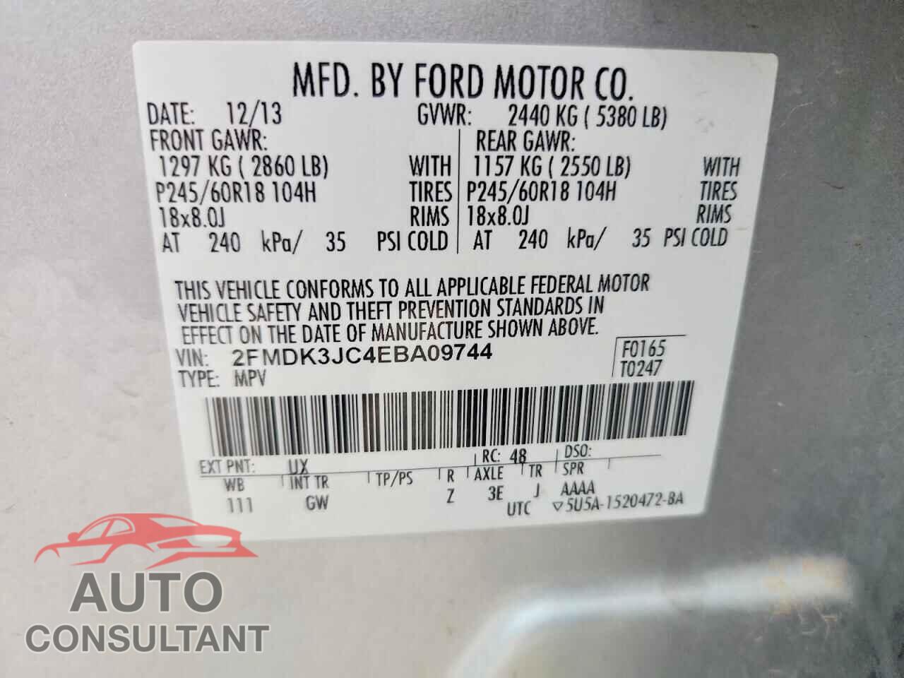 FORD EDGE 2014 - 2FMDK3JC4EBA09744