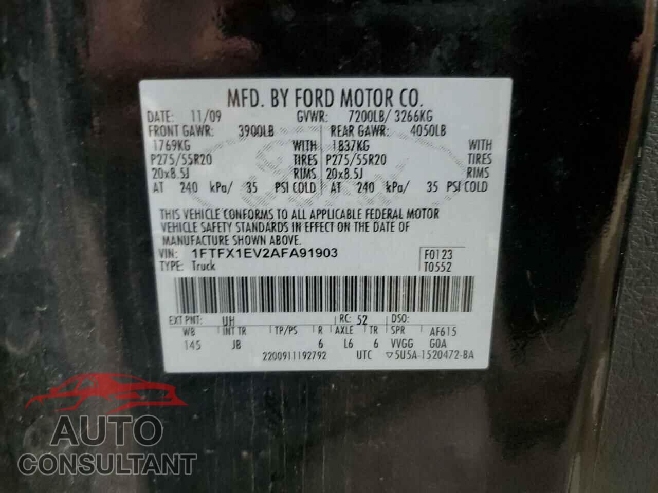 FORD F-150 2010 - 1FTFX1EV2AFA91903