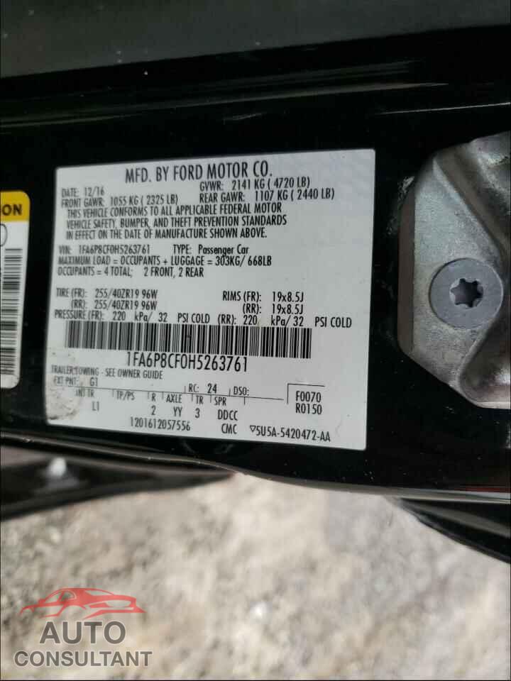 FORD MUSTANG 2017 - 1FA6P8CF0H5263761