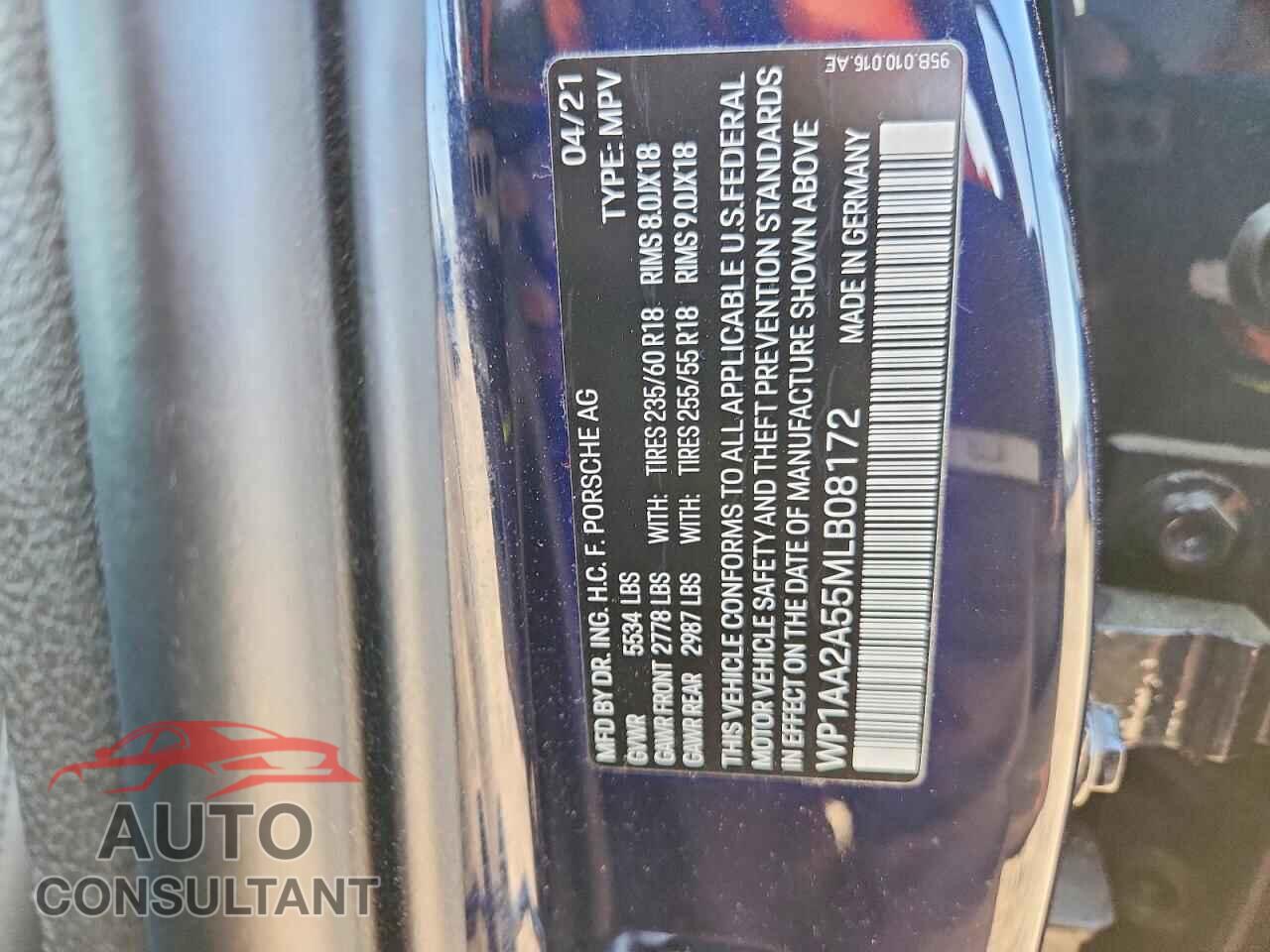 PORSCHE MACAN 2021 - WP1AA2A55MLB08172