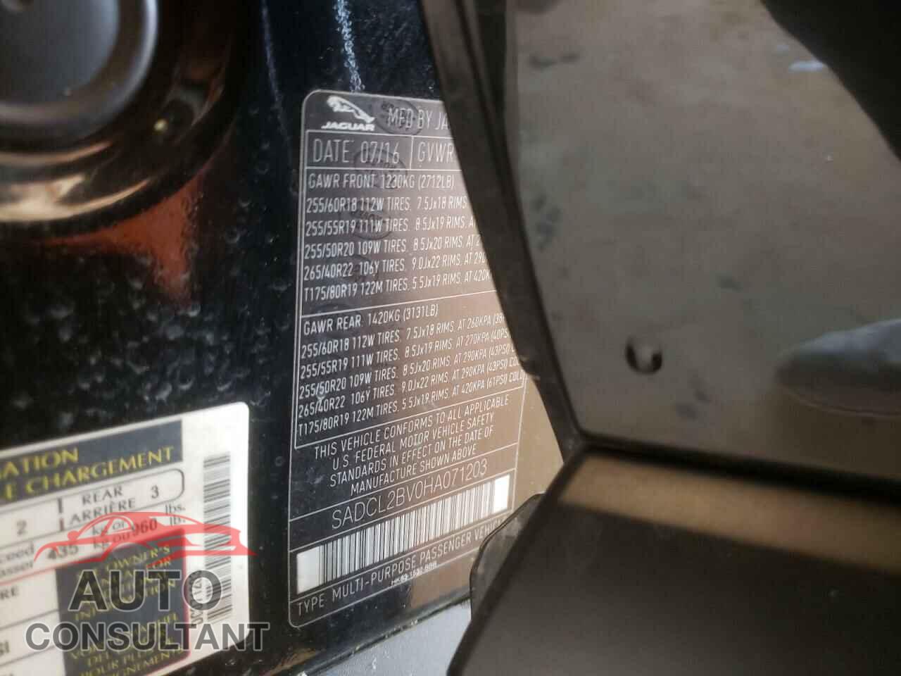 JAGUAR F-PACE 2017 - SADCL2BV0HA071203