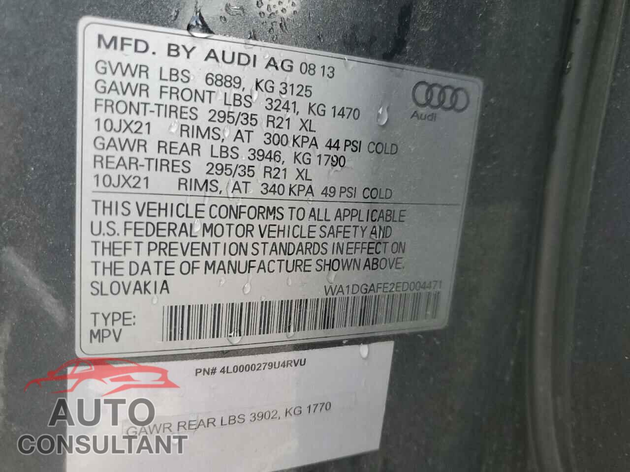 AUDI Q7 2014 - WA1DGAFE2ED004471