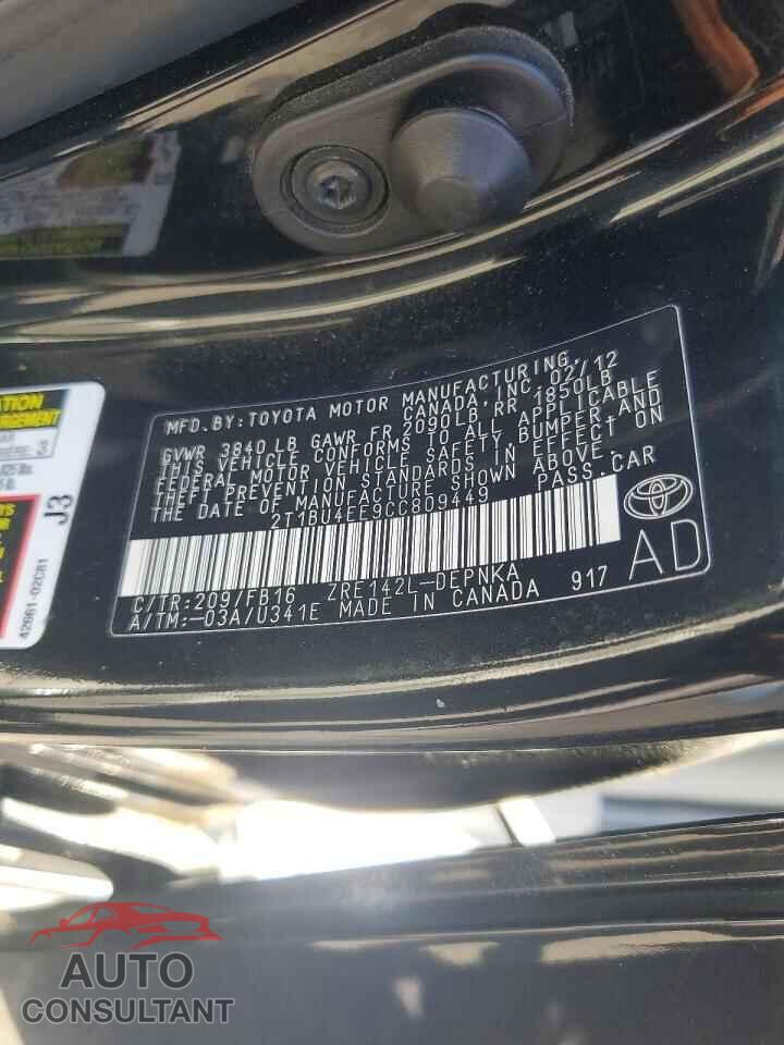TOYOTA COROLLA 2012 - 2T1BU4EE9CC809449