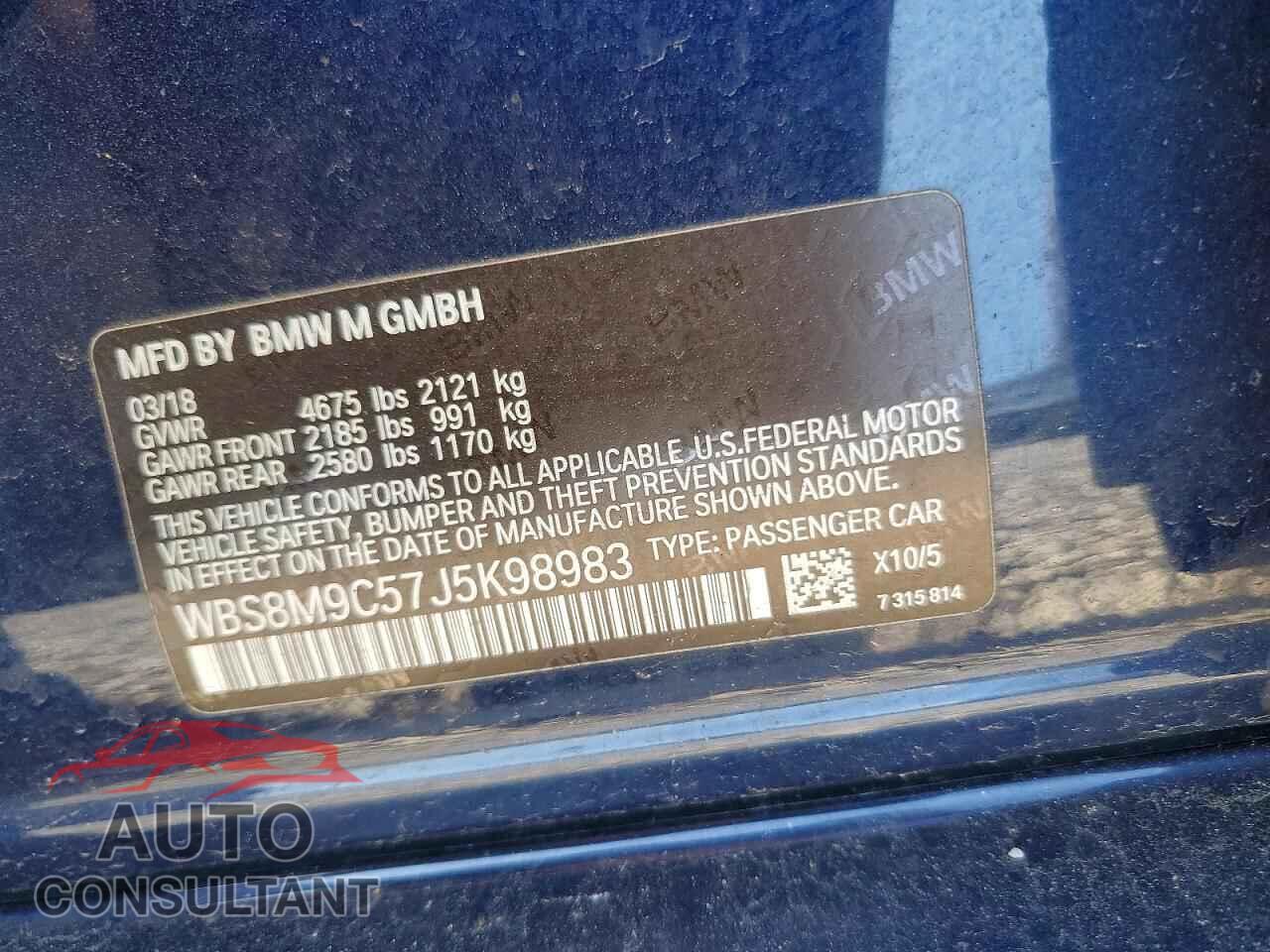 BMW M3 2018 - WBS8M9C57J5K98983