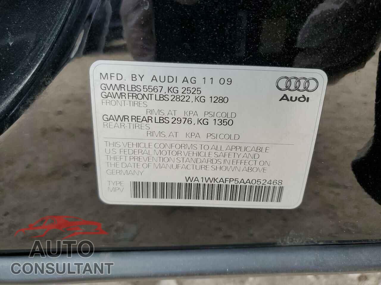 AUDI Q5 2010 - WA1WKAFP5AA052468