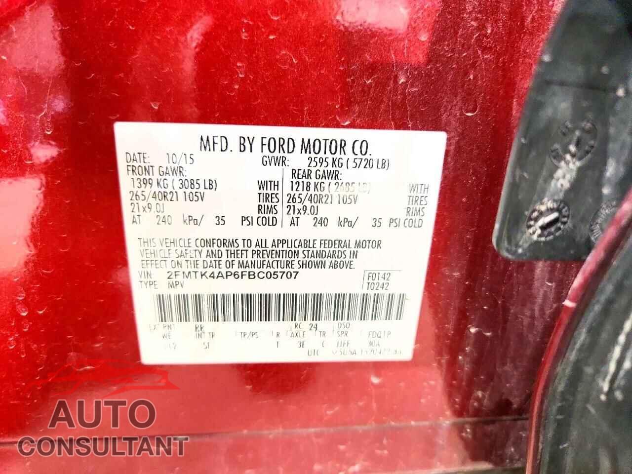 FORD EDGE 2015 - 2FMTK4AP6FBC05707