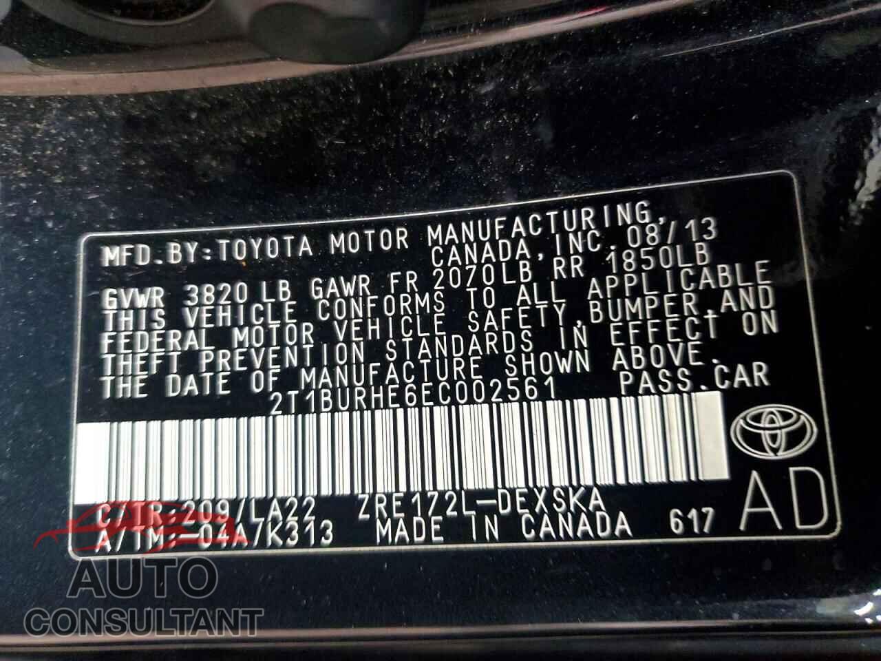 TOYOTA COROLLA 2014 - 2T1BURHE6EC002561