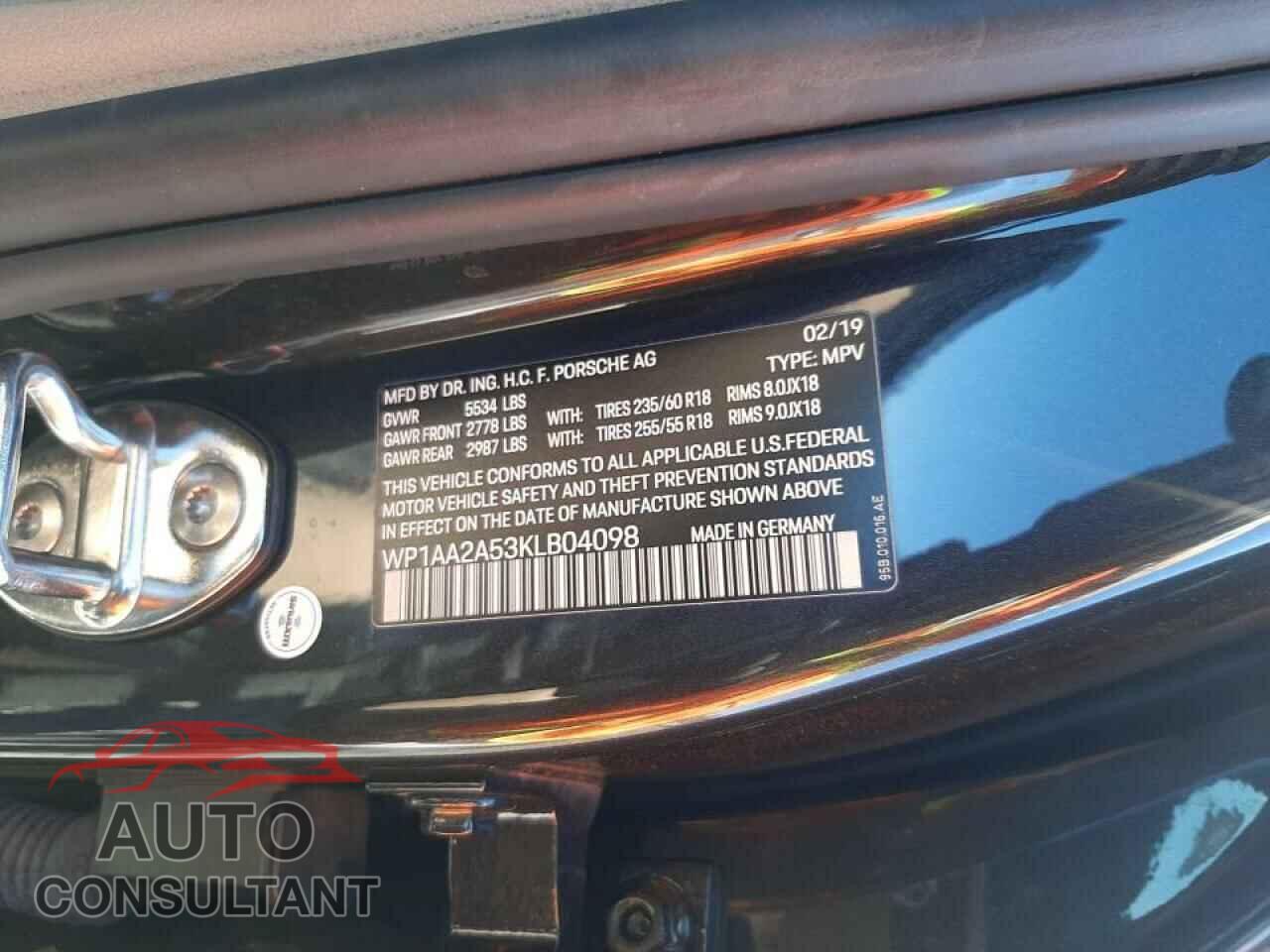 PORSCHE MACAN 2019 - WP1AA2A53KLB04098