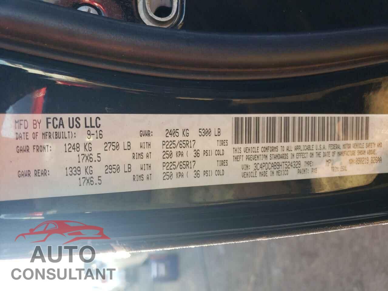 DODGE JOURNEY 2017 - 3C4PDCAB9HT524329
