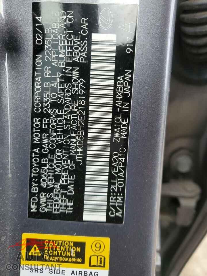 LEXUS CT 200 2014 - JTHKD5BH2E2181979