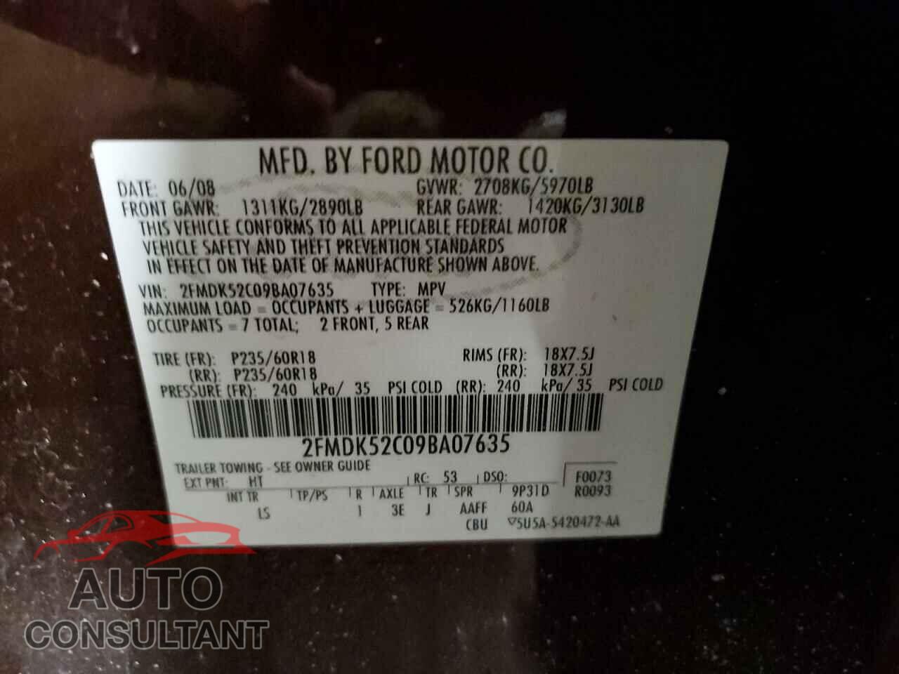 FORD FLEX 2009 - 2FMDK52C09BA07635