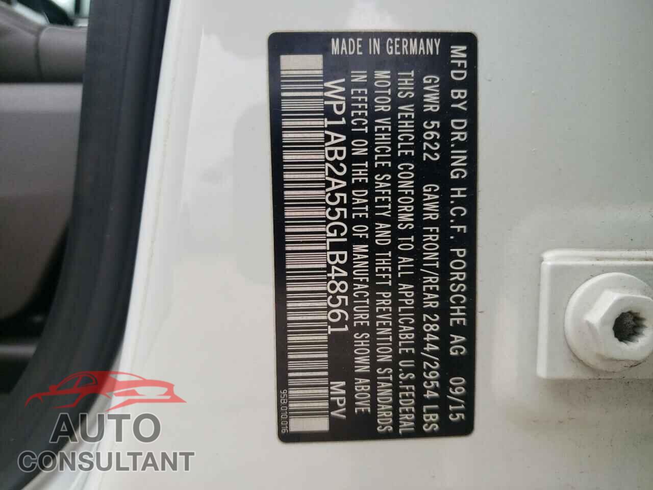 PORSCHE MACAN 2016 - WP1AB2A55GLB48561