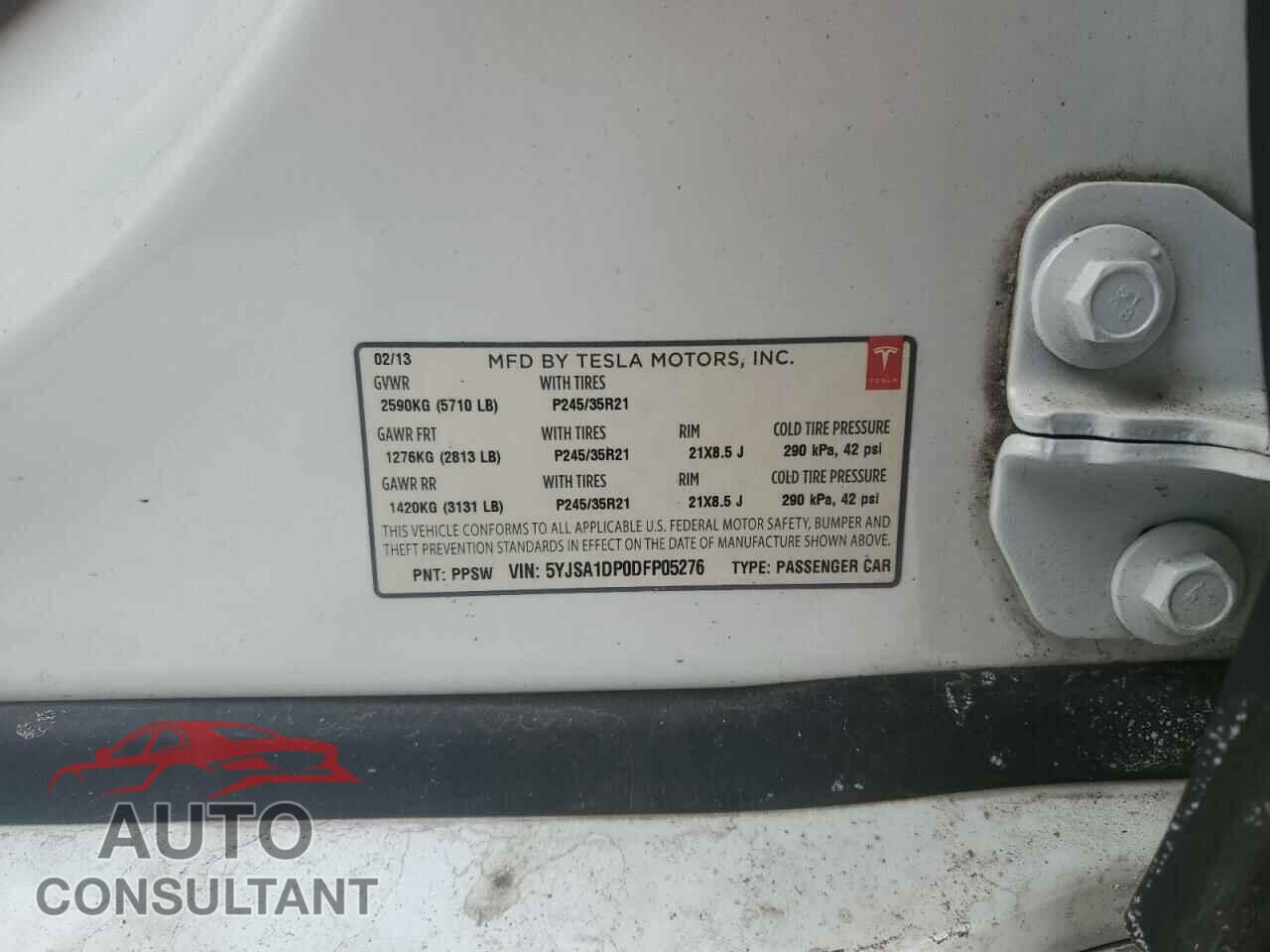 TESLA MODEL S 2013 - 5YJSA1DP0DFP05276