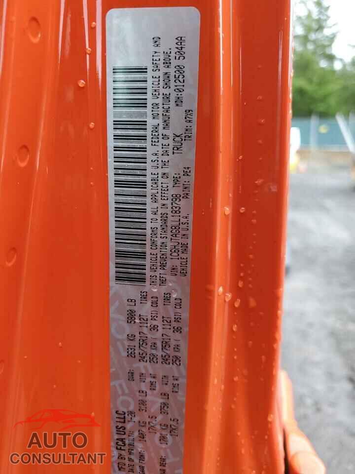JEEP GLADIATOR 2020 - 1C6HJTAG8LL183798