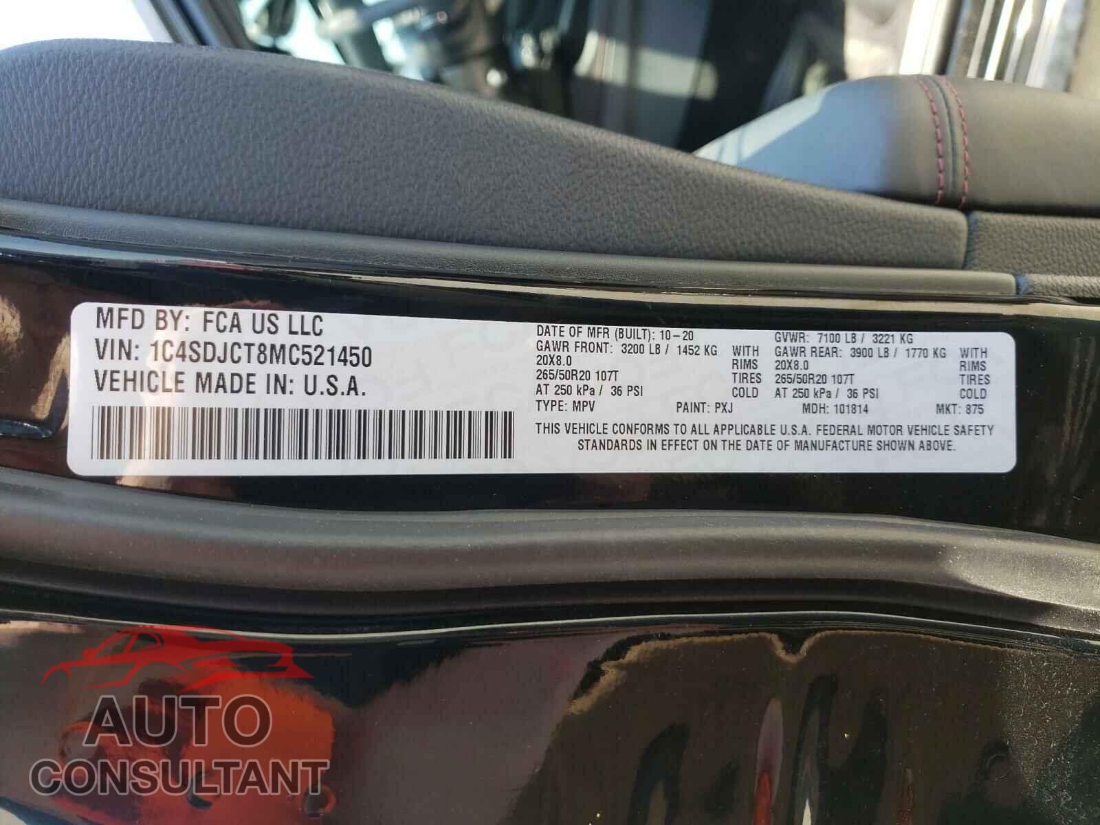 DODGE DURANGO 2021 - 1C4SDJCT8MC521450
