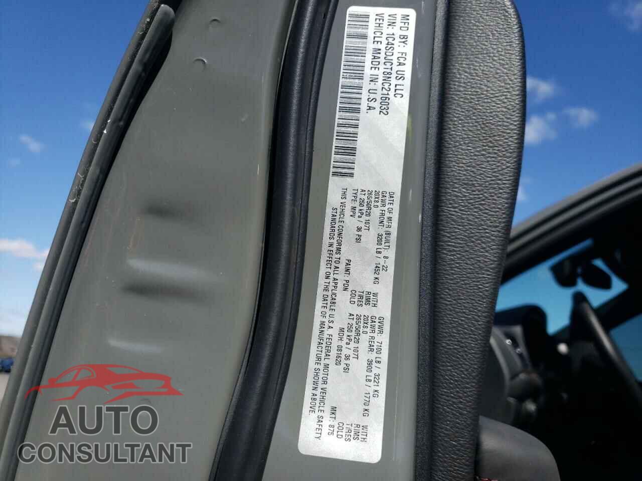 DODGE DURANGO 2022 - 1C4SDJCT8NC216032