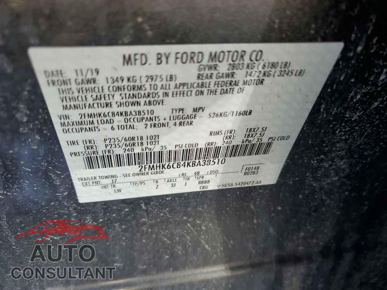 FORD FLEX 2019 - 2FMHK6C84KBA38510