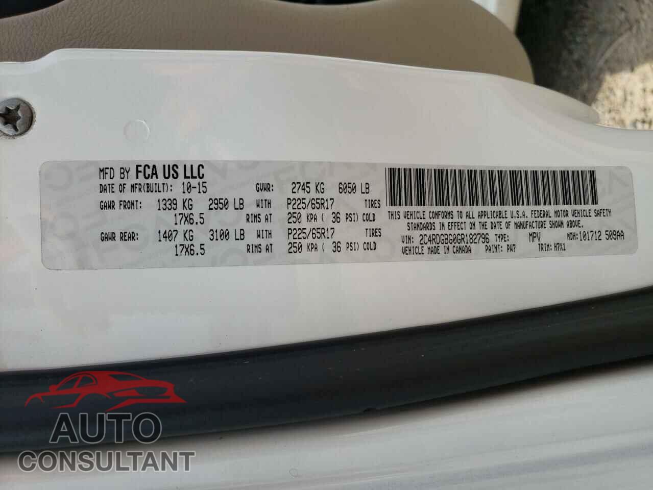DODGE CARAVAN 2016 - 2C4RDGBG0GR182796