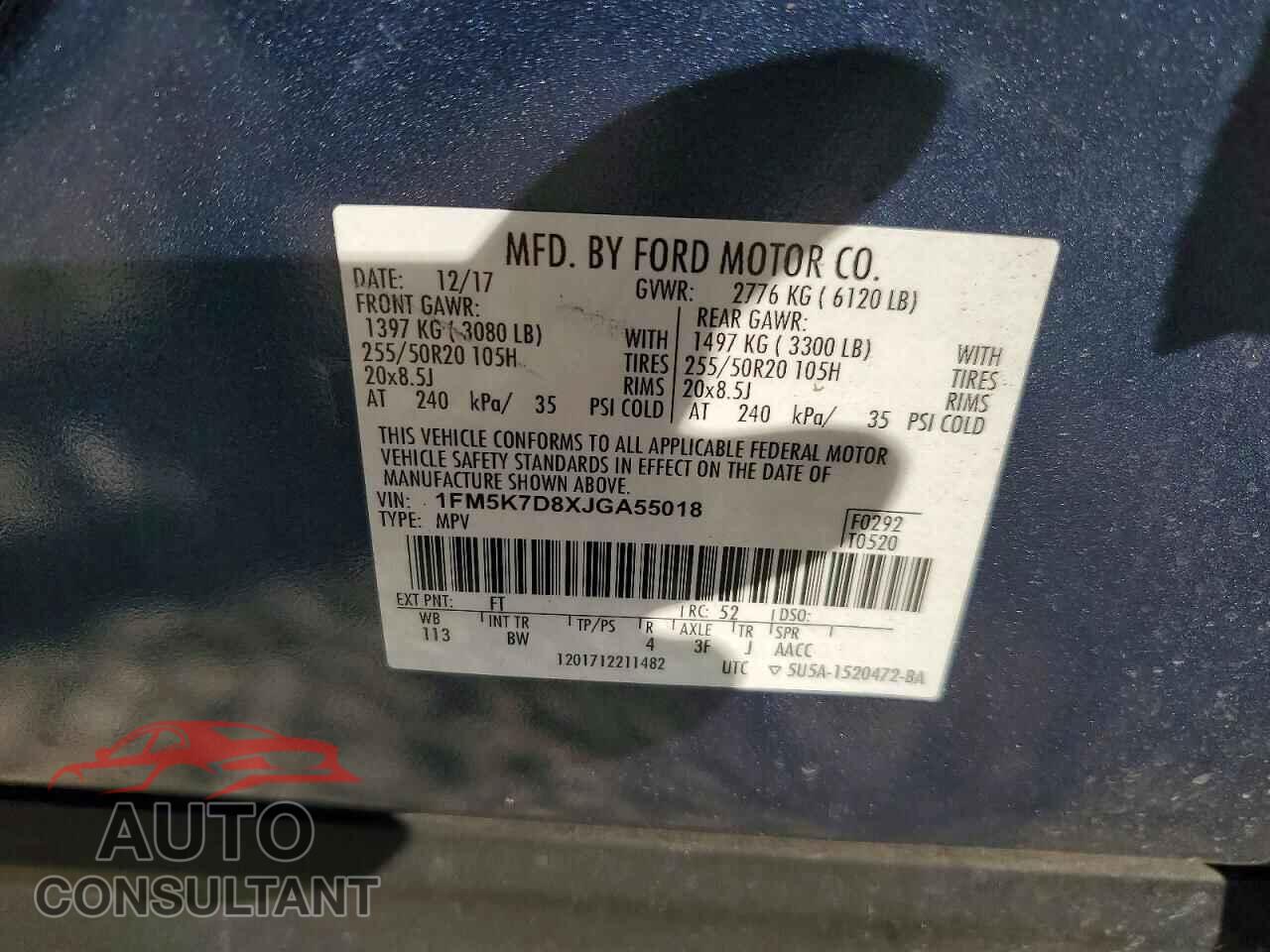FORD EXPLORER 2018 - 1FM5K7D8XJGA55018