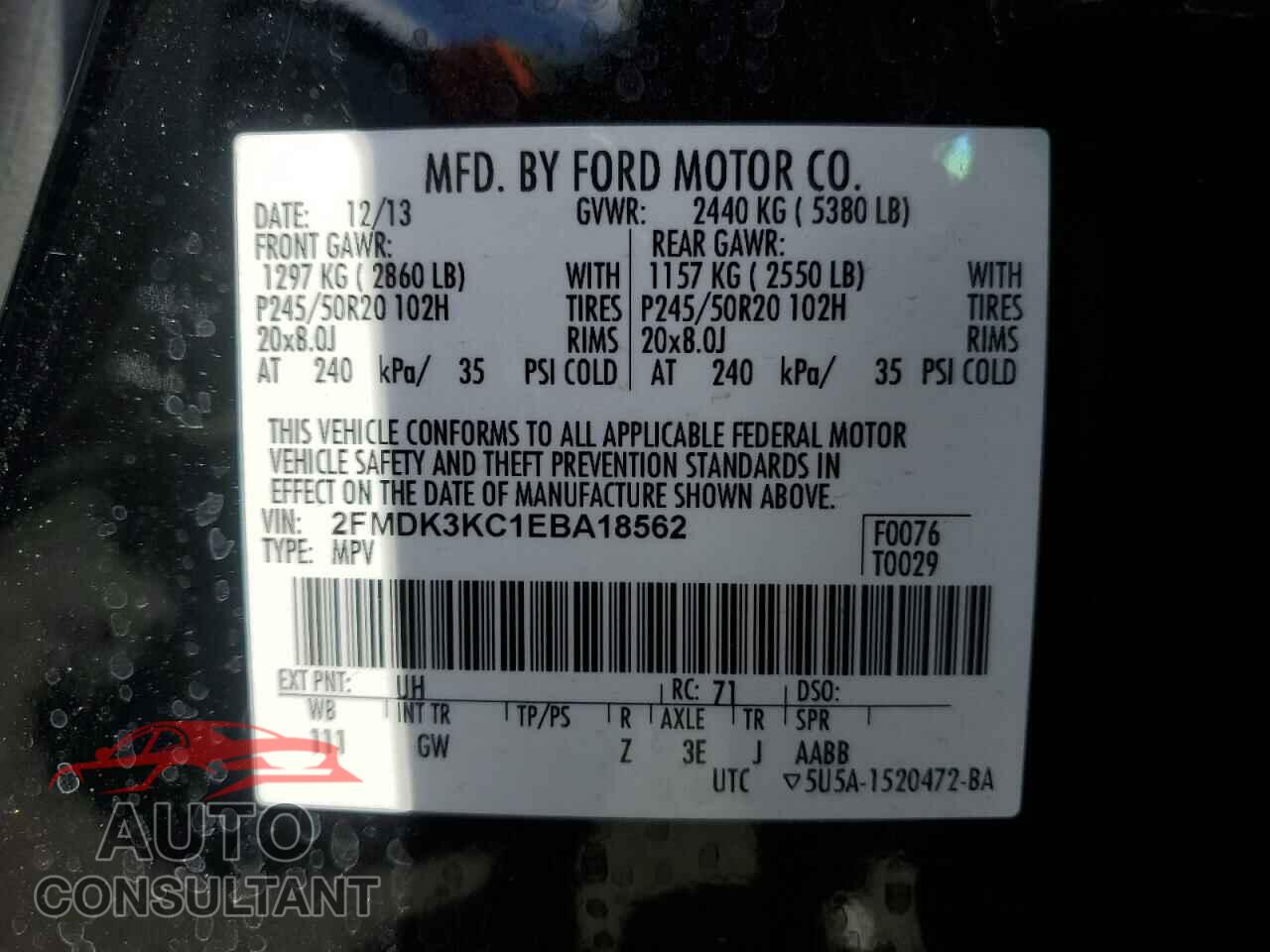 FORD EDGE 2014 - 2FMDK3KC1EBA18562