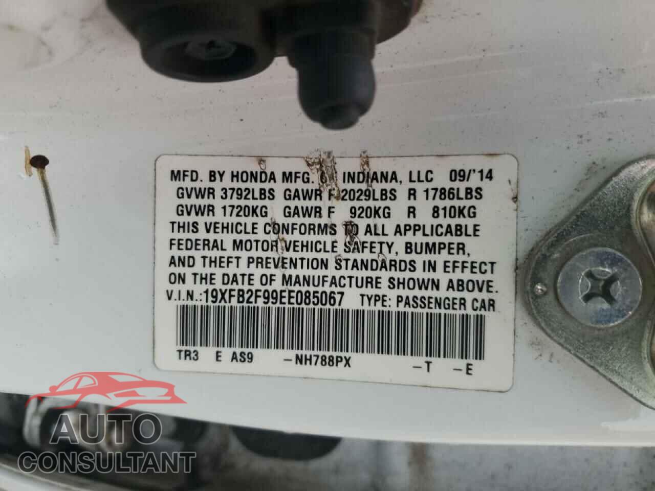 HONDA CIVIC 2014 - 19XFB2F99EE085067