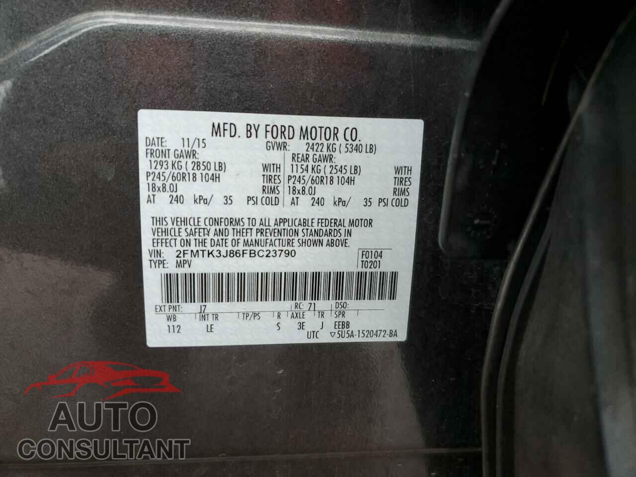 FORD EDGE 2015 - 2FMTK3J86FBC23790