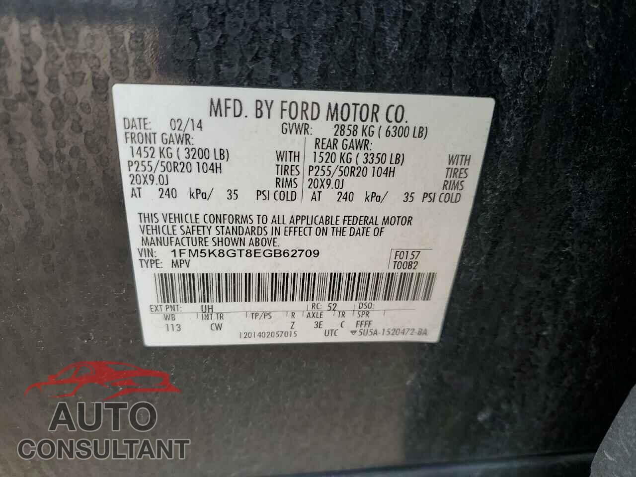 FORD EXPLORER 2014 - 1FM5K8GT8EGB62709