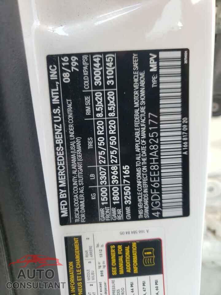 MERCEDES-BENZ GLS-CLASS 2017 - 4JGDF6EE8HA825177